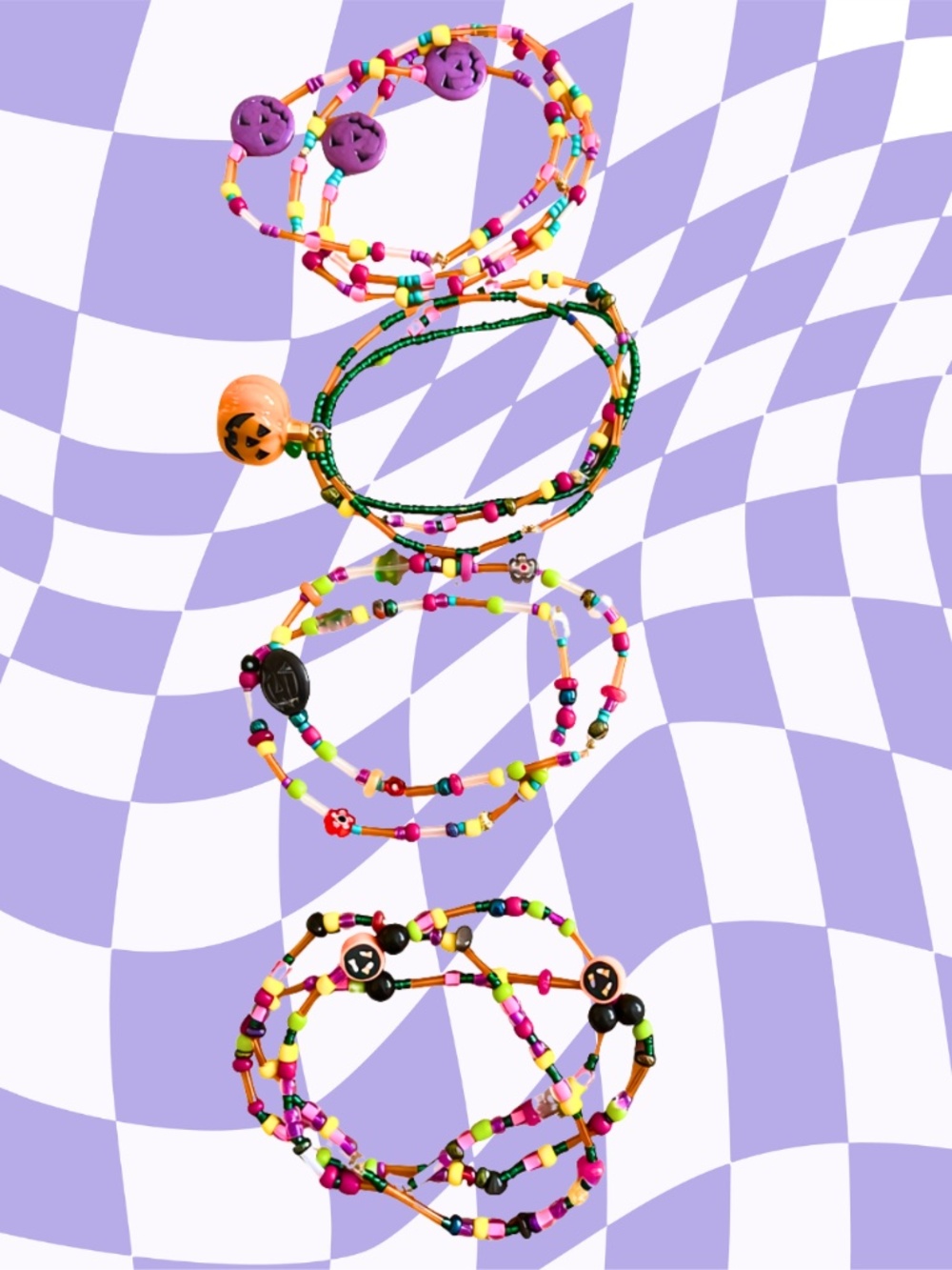 Spooky Glass Beaded Bracelet Stack
